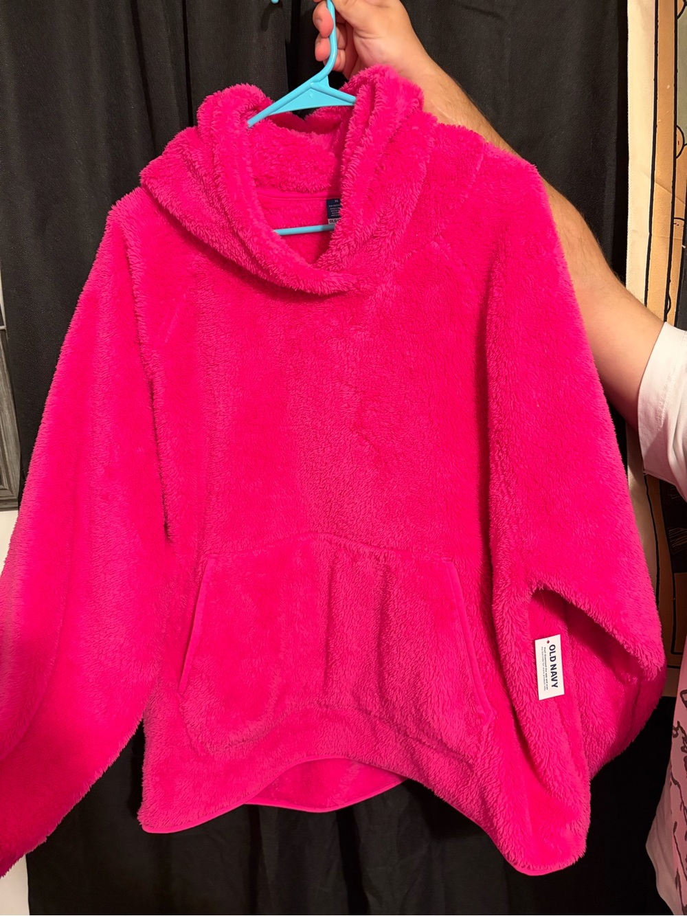 Old Navy Sherpa Pullover Hoodie Hot Pink